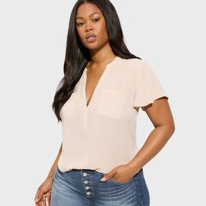 TORRID Harper Georgette Pullover Flutter Sleeve Blouse